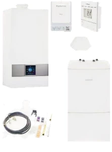 Pakiet- kocioł gazowy kondensacyjny jednofunkcyjny Buderus Logamax Plus GB 172i.2  - 25 WH  +WU160+czujnik c.w.u.  +czujnik FA temp. zewnętrznej +MX400 moduł internetowy  +RC120RF